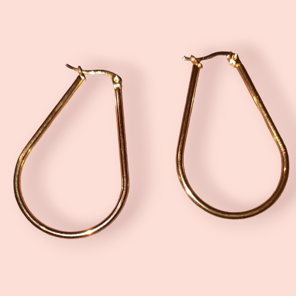 Gold plated hoops open teardrop hinge hooks new no tags - Picture 1 of 6